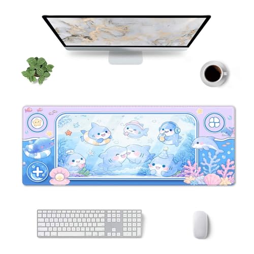Fish Gaming Mouse Pad Extended Large Mouse Mat 31.5 X 11.8 Inch Nonslip Rubber Base Long Desk Pad Stitched Edges Mousepad Mice Pad for Office Home Game - color: Fish