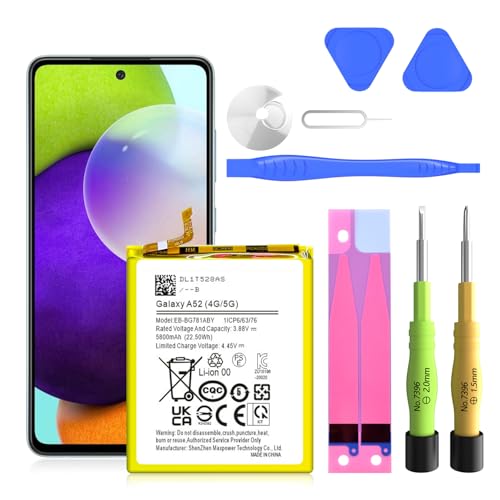Galaxy A52 Battery,5800mAh EB-BG781ABY Replacement Battery with Repair Kit | Compatible SM-A526/SM-A526B/DS/SM-A5260 2026 Upgraded,0 Cycle,Overcharge Protected, Original size - style: A52