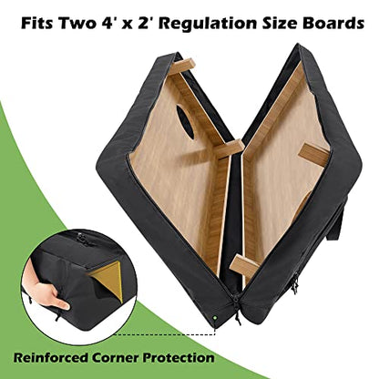 DSLEAF Cornhole Carrying Case for 4' x 2' Regulation Size, Heavy-Duty 600D Cornhole Boards Bag with Padded Shoulder Strap and Double Slide Zipper, Only Bag | Fits 4' x 2' Cornhole Boards and 8 Beanbags, Two-ways Zipper, Durbale Nylon Material, Padded Shou