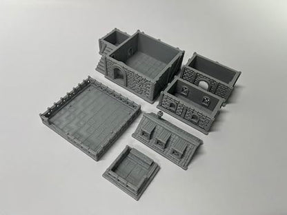 Medieval Tabletop Terrain Set for 18mm & 28mm Miniatures – Paintable Wargame & Diorama Building Kit