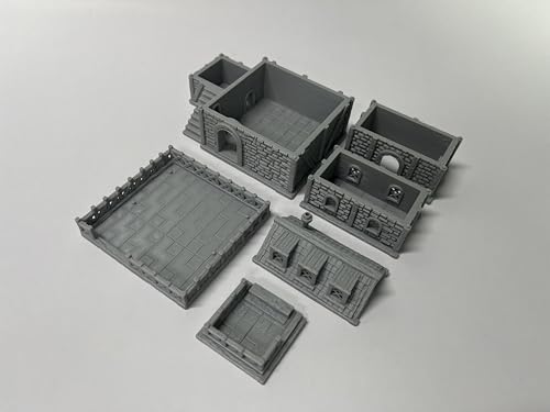HAUTICO Medieval Tabletop Terrain Set for 18mm & 28mm Miniatures – Paintable Wargame & Diorama Building Kit (28mm Scale)