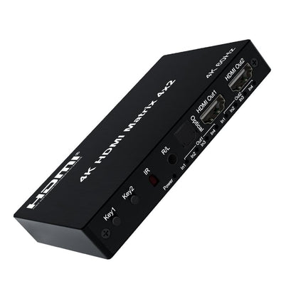 4K@60Hz HDMI eARC Splitter Switcher 4x2 Bidirectional - 1x4 eARC Audio Splitter/Switcher, HDCP2.2 HDR10, 4-Port HDMI Switch for Soundbar/Amplifier/Blu-ray, Fiber/Coaxial Output