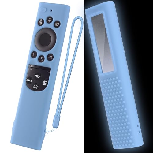 Remote Cover Compatible with Samsung BN59-01385 BN59-01386 TM2280E BN59-01391 Silicone Case for Samsung Smart TV Solar Cell Remote Control 2022 Silicone Control Sleeve (Glow Blue) - color: glow blue