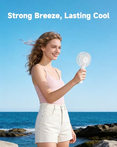 Personal Small USB Fan Rechargeable, 2-in-1 Foldable Handheld Fan Portable | 3 Gear Speeds Travel Fan Battery Powered Mini Table Fan with Lanyard for Travel Makeup Desk Girl Women Summer Gift White - color: Portable Fan