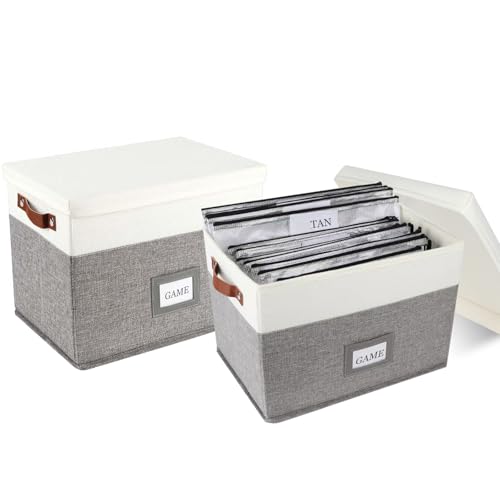 Board Game Storage, Board Game Organizer with 12pcs Zipper Bags and Writable Stickers, Board Game Organizers Storage with Lid for Office Supplies, Puzzles, Video Game, Craft Product,2-Pack - color: Gray, size: 2-Pack Large