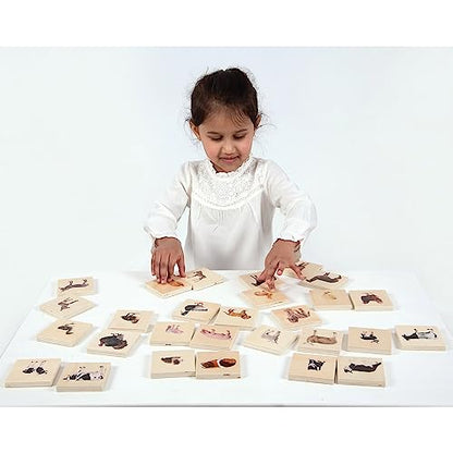 TickiT - 73406 Domestic Animal Family Match - Set of 28 - Real Pictures - Animal Memory Game with Parents and Babies - Animal Matching Game for Toddlers - Develop Cognitive Skills ,Critical Thinking