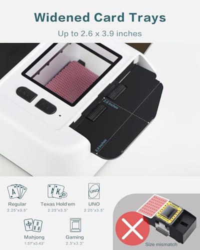 ONTILT M1 Automatic Card Shuffler White with AUTO & Manual Mode, Low Noise, Rechargeable Built-in 2000mAH Battery, Portable Electric Shuffling Machine for 1-2 Decks Poker, UNO, Blackjack, Skip-Bo - color: White