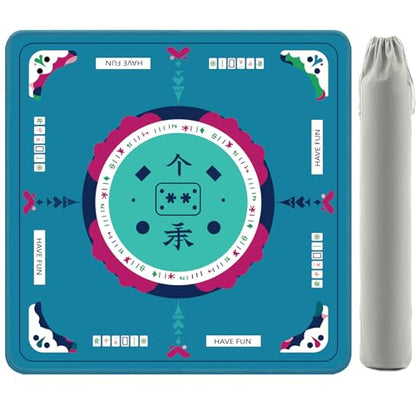 2F22E Mahjong Table Mat for American Mahjong, Neoprene Non-Slip Noise Reduction Mat with Printed Rules, 32.4 x 32.4 Inch Blue Table Cover for Poker, Cards & Board Games - color: Blue-mats