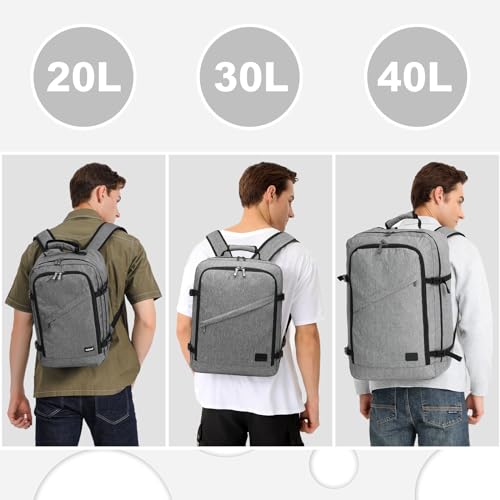 Kono Carry on Backpack, Airline Approved Under Seat Travel Backpack - color: Grey, size: Large