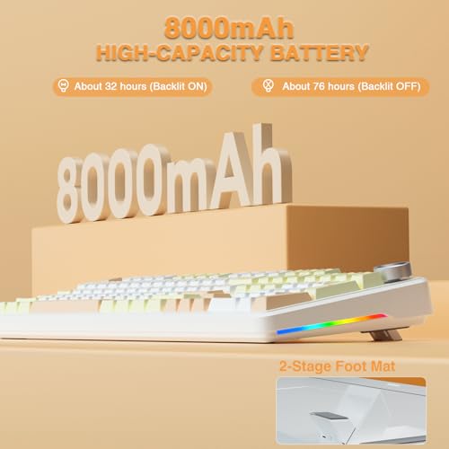 AULA F108 PRO - Wireless Mechanical Keyboard with Screen&Knob,Hot Swappable Gaming Keyboard with 8000mAh Battery,Pre-lubed Switches,RGB Backlit,PBT Keycaps Creamy Sounding Computer Keyboards,104 Keys - color: Mocha Mousse