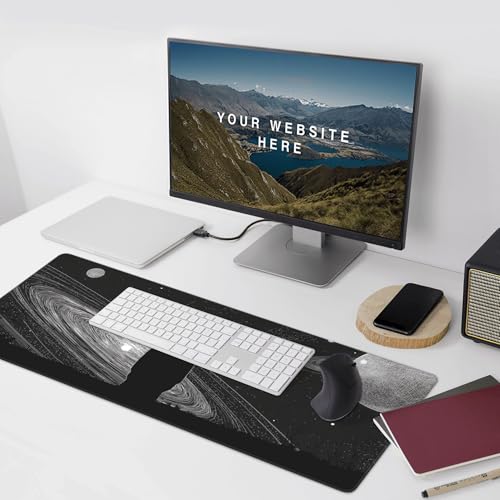 Space Galaxy Gaming Mouse Pad, Extended XXL Size 35.4 x 15.7 inches, Anti-Slip Base, Black - color: Creative Galaxy