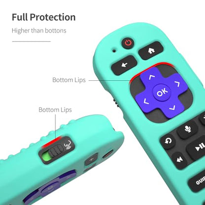 Silicone Cover for Roku Voice Remote Pro 2nd Ed. Roku Remote Control RCB1R Protective Silicone Case Sleeve Shockproof Skin for Roku Remote with Lanyard (Mint) - color: mint