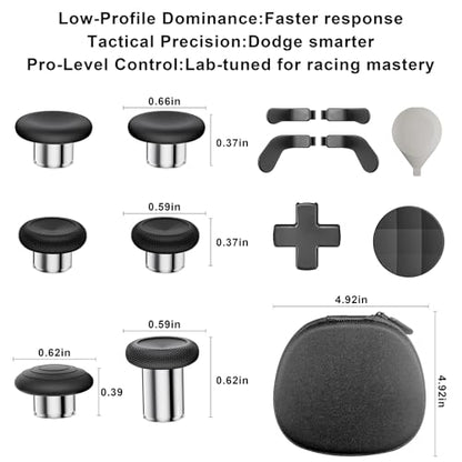 14-in-1 Controller Accessories Kit Compatible with Xbox Elite Series 2, 6 Premium Metal Thumbsticks, Swap Joysticks, 4 Interchangeable Paddles, 2 D-Pads, 1 Tool & 1 Storage Bag (Matte Black) - color: Matte Black