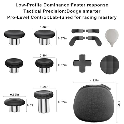 14-in-1 Controller Accessories Kit Compatible with Xbox Elite Series 2, 6 Premium Metal Thumbsticks, Swap Joysticks, 4 Interchangeable Paddles, 2 D-Pads, 1 Tool & 1 Storage Bag (Matte Black) - color: Matte Black