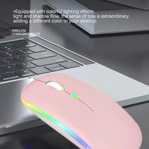 Guiheng Wireless Bluetooth Mouse,LED Dual Mode Rechargeable Silent Slim Laptop Mouse,Portable(BT5.2+USB Receiver) Dual Mode Computer Mice,for Laptop,Desktop Computer,ipad Tablet,Phone,TV (Pink) - color: pink