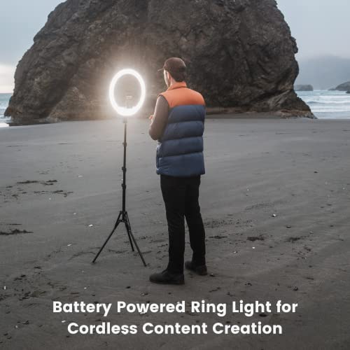 Lume Cube Cordless LED Ring Light for Smartphones and Cameras |18” Circle Light with Stand and Phone Holder | Portable Ring Light + 6.5 ft Tripod Stand w/Mount | Also Includes Batteries & Carry Case