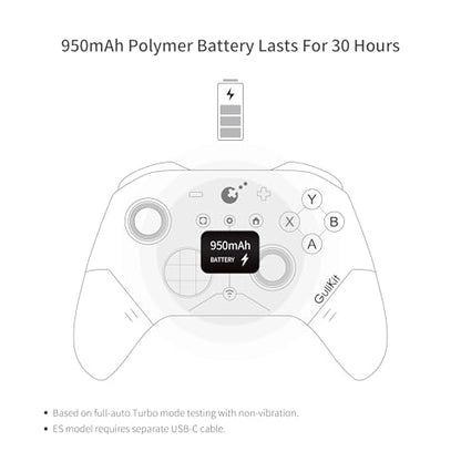 GuliKit ES Wireless PC Controller –3.25ms Low Latency,Hall Effect Joysticks | For PC/Steam/Switch/Android/iOS, Anti-Drift/Anti-Snapback,Switch 2 Wakeup,Gyro Motion Aim,30H Battery, Hall Trigger - color: ES-Hall Joysticks-Grey