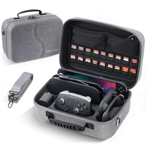 [Upgraded Compact]Carrying Case for Nintendo Switch 2 All in One Case with Dock, Hard Shell Portable Travel Carry Bag for Switch 2, Pro Controller, 18 Game Cards and Other Accessories (Grey) - color: Grey