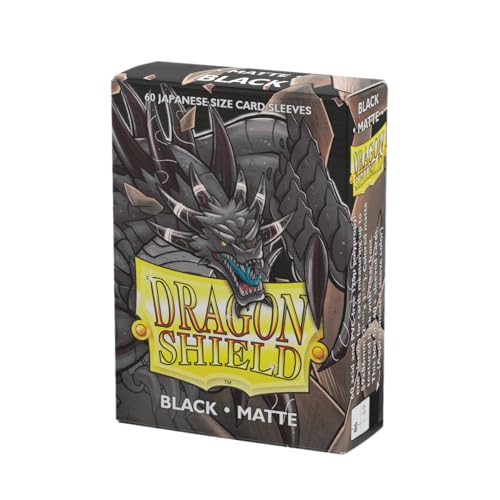 Dragon Shield | Japanese Size Card Matte Sleeves | 60 CT - Smooth & Tough Premium TCG Sleeves - Compatible with Yu-Gi-Oh, Naruto, Cardfight & Vanguard | Black - color: Black Matte
