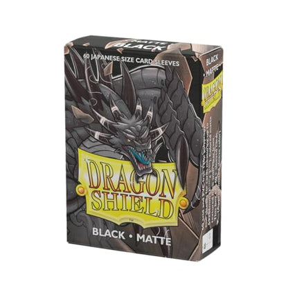Dragon Shield | Japanese Size Card Matte Sleeves | 60 CT - Smooth & Tough Premium TCG Sleeves - Compatible with Yu-Gi-Oh, Naruto, Cardfight & Vanguard | Black - color: Black Matte