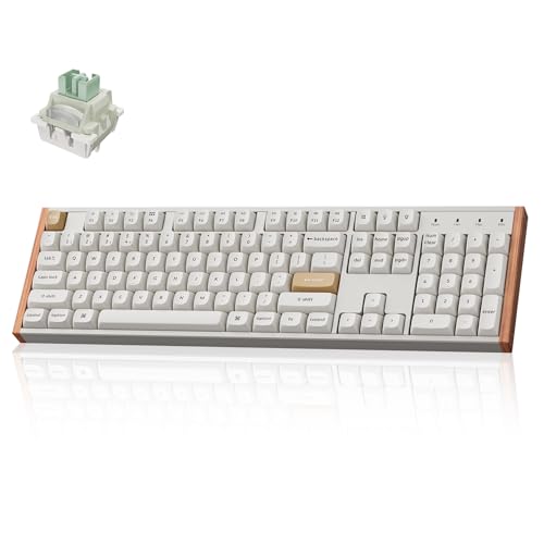 Keychron K10 HE Hall Effect Keyboard, Ultra-Fast Lime Magnetic Switch, Full-Size Tri-Mode Wireless Keyboard with Rapid Trigger, Adjustable Actuation, RGB, Aluminum + Wood Frame - White - color: Lime Switch - White