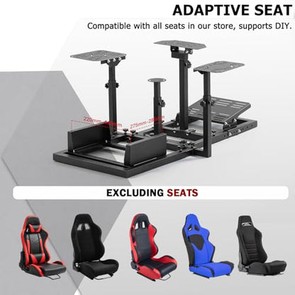 Supllueer Racing Flight Simulator Cockpit Adjustable Fit for Thrustmaster Hotas Warthog T300,for Logitech X52PRO G923,for Fanatec Racing Wheel Stand Without Seat Wheel Pedal Throttle Joystick Keyboard