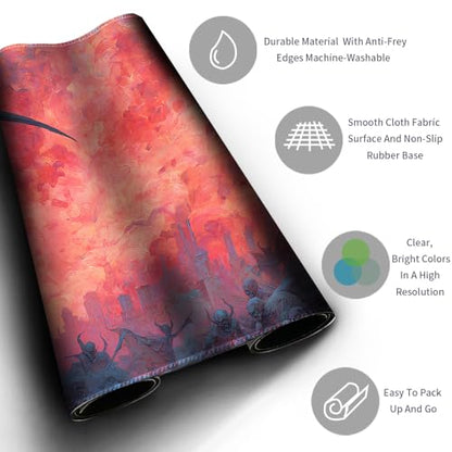 MTG Playmats(Stitched) 14x24in Compatible for OCG CCG RPG TCG Playmats with Card Zones Storage Bag (Dance of Death-No Zone) - color: Dance of Death-no Zone