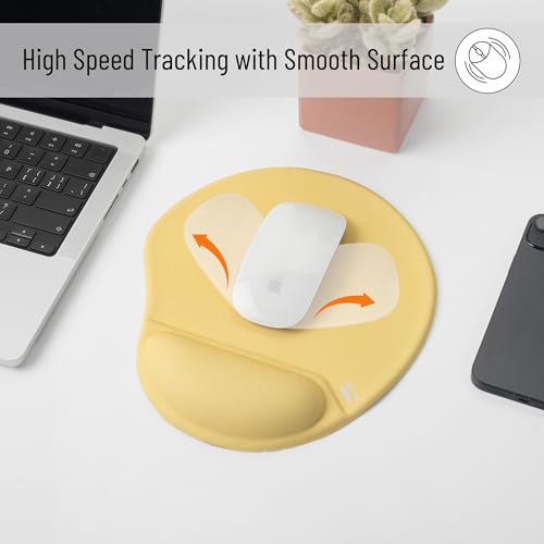 Mr. Pen- Ergonomic Mouse Pad with Wrist Rest | Yellow Breathable Fabric with Memory Foam Cushion, Non-Slip Rubber Base, Gel Mouse Pad with Wrist Support - color: Yellow