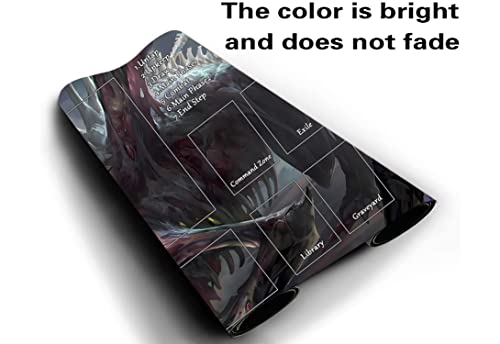 MTG Playmat, Game Play Mat for MTG TCG 24 x 14 inches Trading Card Inked Game Playmats with Storage Bag Smooth Rubber Surface Battle - color: Zombie Dragon With Zones2
