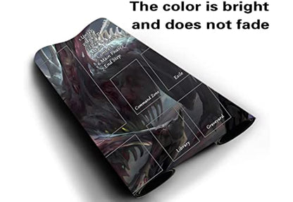 MTG Playmat, Game Play Mat for MTG TCG 24 x 14 inches Trading Card Inked Game Playmats with Storage Bag Smooth Rubber Surface Battle - color: Zombie Dragon With Zones2