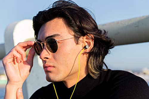 LUDOS Ultra Wired Earbuds in-Ear Headphones, 5 Years Warranty, Earphones with Microphone, Noise Isolating Ear Buds, Memory Foam for iPhone, Samsung, School Students, Kids, Women, Small Ears - Yellow - color: Yellow, style: 3.5 mm