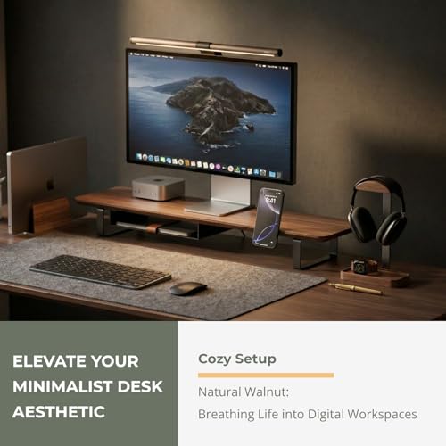 muso wood Walnut Headphone Stand, Wood Headset Stand with Storage Base, Headphones Holder for Gaming, Office, and Home Desk - Compatible with AirPods Max, Bose, Razer (Black) - color: walnut wood