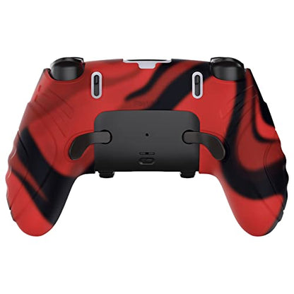 PlayVital Guardian Edition Anti-Slip Ergonomic Silicone Cover Case for ps5 Edge Controller, Soft Rubber Protector Skin for ps5 Edge Wireless Controller with Thumb Grip Caps - Red & Black - color: Red & Black