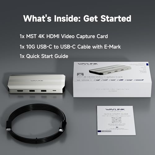 WAVLINK 비디오 캡처 카드, 스트리밍용 HDMI 캡처 카드, 4k@30Hz 캡처 및 루프 아웃, 싱글 4K@144Hz 디스플레이, 100W PD, PS5/Xbox/스위치, OBS, 윈도우/맥과 호환 | 4k@30Hz 캡처 및 루프 아웃, 싱글 4K@144Hz 디스플레이, 100W PD, PS5/Xbox/Switch, OBS, 윈도우/맥과 호환