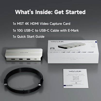 WAVLINK 비디오 캡처 카드, 스트리밍용 HDMI 캡처 카드, 4k@30Hz 캡처 및 루프 아웃, 싱글 4K@144Hz 디스플레이, 100W PD, PS5/Xbox/스위치, OBS, 윈도우/맥과 호환 | 4k@30Hz 캡처 및 루프 아웃, 싱글 4K@144Hz 디스플레이, 100W PD, PS5/Xbox/Switch, OBS, 윈도우/맥과 호환