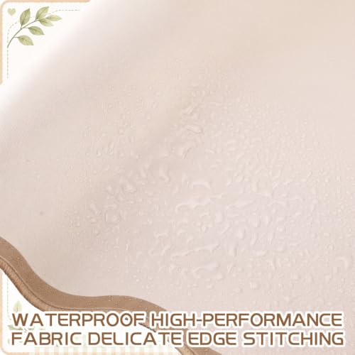 Sabary Scalloped Desk Mat Keyboard Mouse Pad Set 35.5 x 15.7 Inch Beige Preppy Table Mat Keyboard Wrist Rest Cute Aesthetic Mouse Pad with Wrist Rest Coaster Ergonomic Non-Slip Waterproof Gaming Desk - color: Beige, size: 35.5 x 15.7 Inch