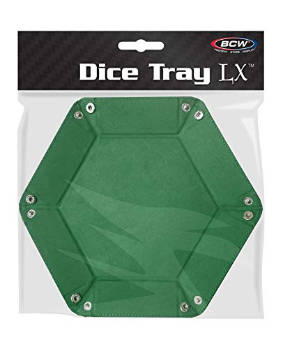 BCW Hexagon Dice Tray - Green | Premium Quality, 12" Diameter (Flat), 8" Diameter (Folded) | Black Leatherette Back, Suede Liner | Ideal for RPGs, Warhammer, Dice Masters, DND | Gaming Dice Tray