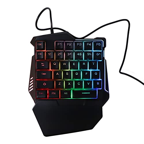 RGB Backlit Gaming Keyboard One Handed, Silent Keys 35 Keys Ergonomic Design with Wrist Rest and RGB Backlighting for PC