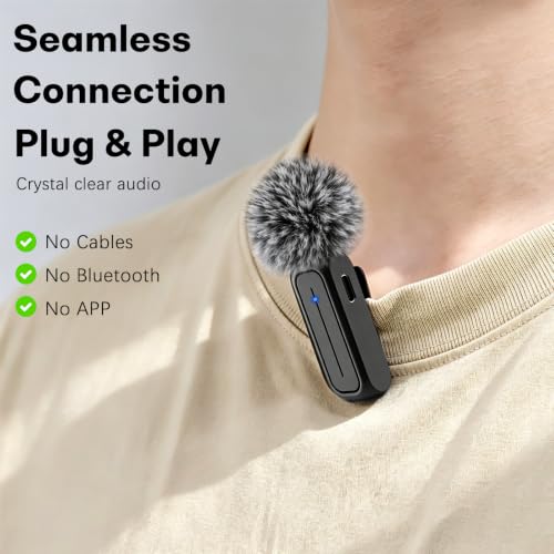 MAYBESTA Wireless Mini Microphone for iPhone & Android Phone | Lapel Microphones with Charging Case, Clear Voice, Noise Cancelling, 2 Clip on Content Creator Mics for Tiktok YouTube Vlog - color: Matte Black with Charging Case