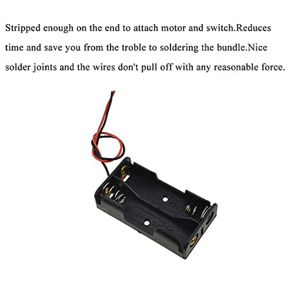 HAHIYO 3V AA Battery Holder Bundle Series with Wire Sturdy Clapm Flexible Springs Contact Build-in Harnesses Batteries Black Case Easy Install 8 Pieces for Wall Clocks Ham Radio Kids Toys - style: Without cover-2AA-8P