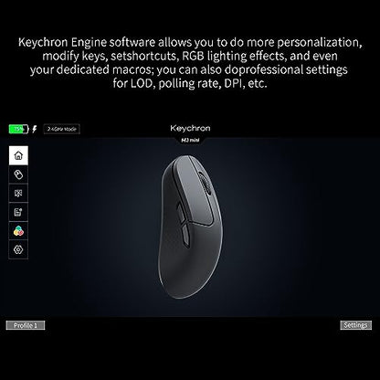 Keychron M3 Mini Wireless Optical Mouse, Bluetooth 5.1/2.4 GHz/Wired Gaming Mouse, Programmable PixArt 3395 Sensor with up to 26,000 DPI/ 650 IPS, Lightweight Ergonomic for Windows Mac Linux - Black - color: Black, style: PixArt 3395 (1K Polling Rate)