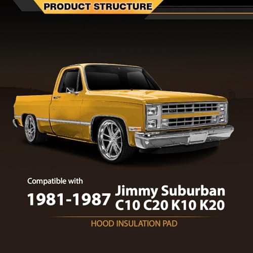 CNNELL Hood Insulation Pad Compatible with Chevy GMC Pickup Truck Jimmy Suburban 1981-1987 Black - style: 1981-1987 Chevy/GMC