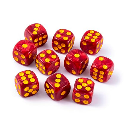 10 Pieces Polyhedral D6 Dice Set, 6 Sided Dice 16mm for RPG MTG DND Table Games (Red) - color: Red