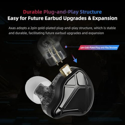 KZ Axas in Ear Monitor | Noise Isolating Gaming IEMs with Mic, Low-Distortion Audio, FPS Co-Tuned, Detachable Cable Ear Buds(White 3.5mm with MIC) - color: White, style: 3.5 mm with Mic