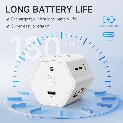 Productivity Timer 1, 5, 10, 30, 60 Minutes Preset, Desk Cube Timer with Gravity Sensor/Mute/Vibration for ADHD, Work, Study, Kitchen, Back to School (White) - color: White