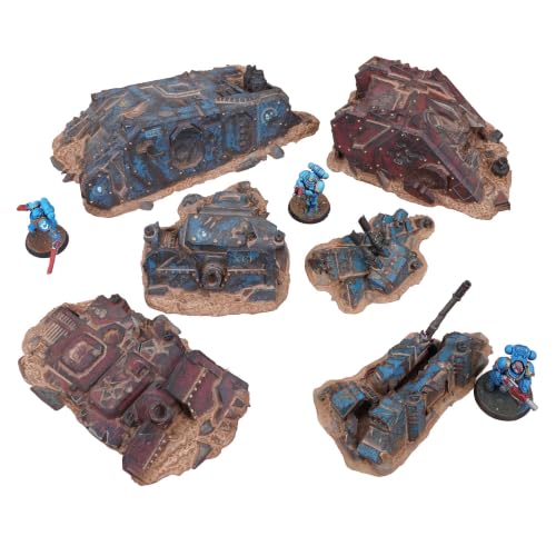 Tabletop Terrain Destroyed Grimdark Tanks - Sci-Fi Grimdark Tanks for Tabletop Wargaming 28mm 32mm