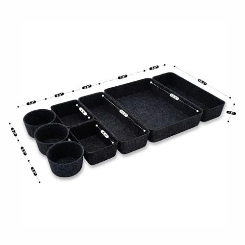Welaxy office desk drawer organizer tray Storage Bin 8pc Sleek Carbon Box - color: Carbon