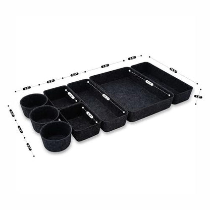 Welaxy office desk drawer organizer tray Storage Bin 8pc Sleek Carbon Box - color: Carbon