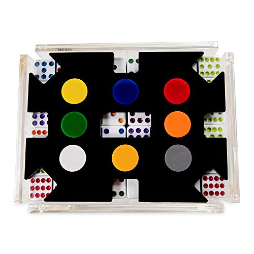 LuxeDominoes Black Acrylic Double 12 Modern Mexican Train Dominoes for Adults - color: Black