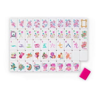 4 Layer Acrylic Mahjong Set 160 Tiles - American Travel Game with Clear Engraving Carrying Bag Multiple Colors(Rose red) - color: Rose Red